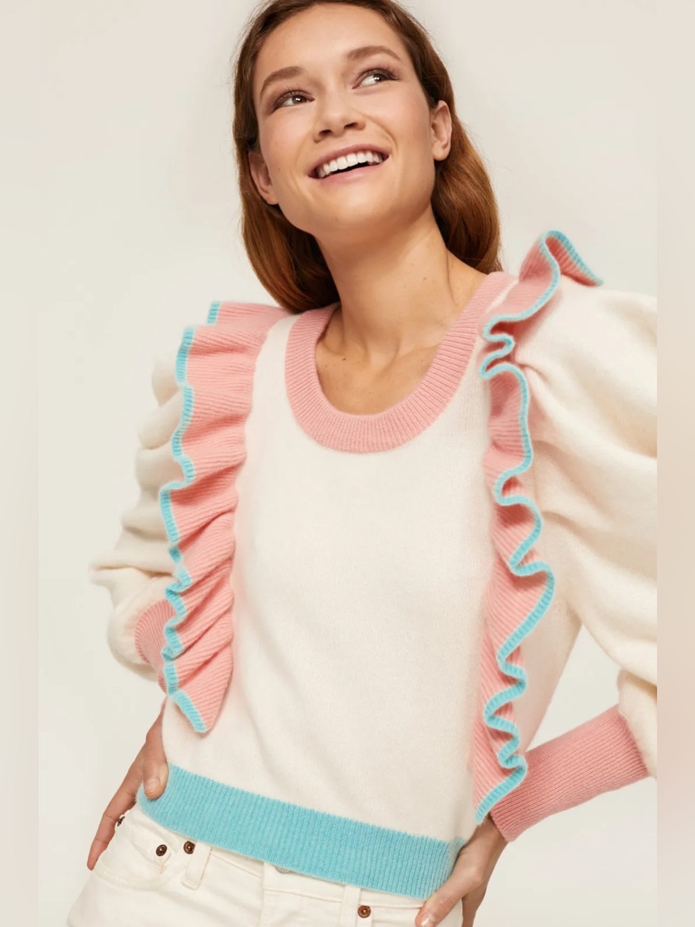 *Flawed RTR Love Shack Fancy Greece Ruffle Sweater (0485)